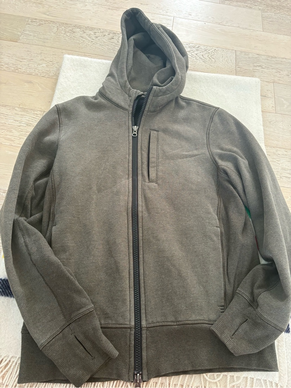 lululemon athletica Men's Olive Zip-Up Hooded Sweater